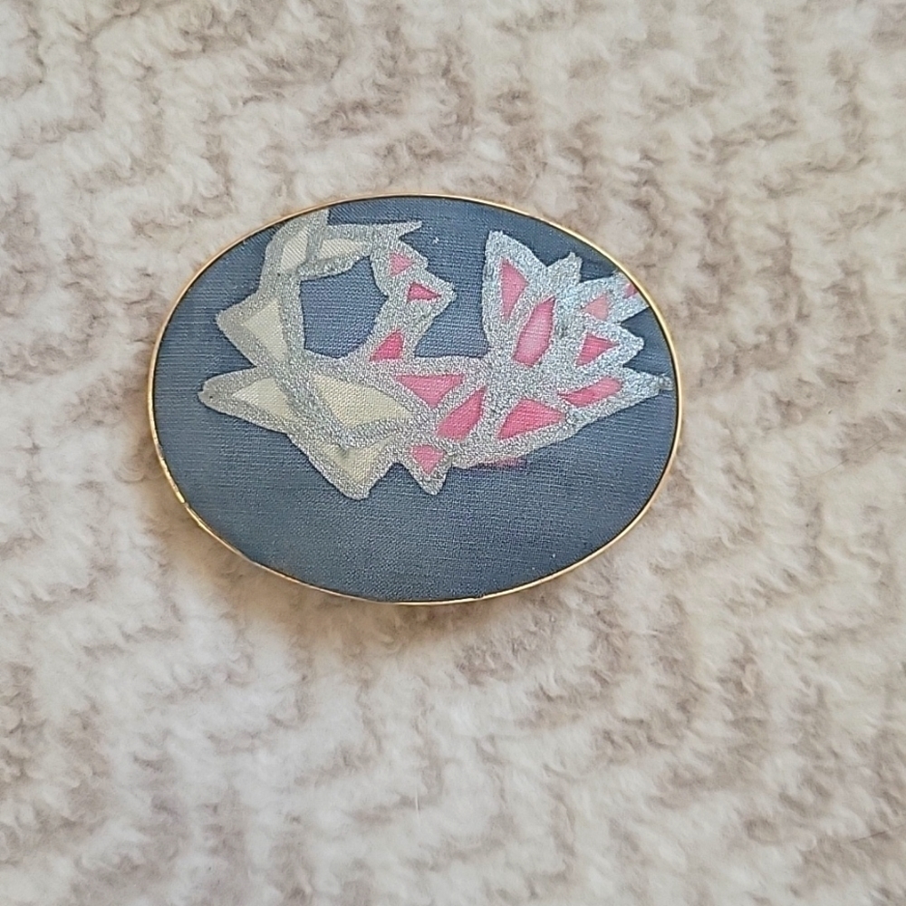 OVAL Hand Painted Brooch Signed UHLIG